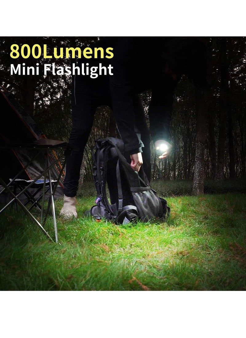 COB Small Flashlights, 800Lumens Bright Rechargeable Keychain Mini Flashlight 4 Light Modes Portable Pocket Light with Folding Bracket Bottle Opener and Magnet Base