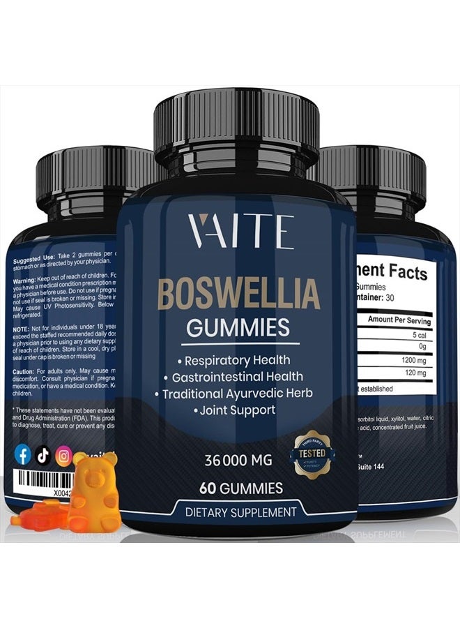 VAITE جواهر مستخلص البوسويليا - مكمل دعم المفاصل النباتي للنساء والرجال، مكملات للالتهابات، أقصى قوة من حمض البوسويليك من اللبان، خالي من الجلوتين، غير معدّل وراثيًا - مصنوع في الولايات المتحدة الأمريكية - Image 1