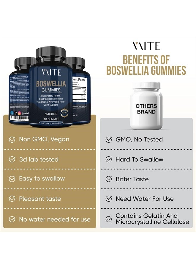 VAITE جواهر مستخلص البوسويليا - مكمل دعم المفاصل النباتي للنساء والرجال، مكملات للالتهابات، أقصى قوة من حمض البوسويليك من اللبان، خالي من الجلوتين، غير معدّل وراثيًا - مصنوع في الولايات المتحدة الأمريكية - Image 4