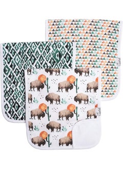 Copper Pearl Copper Pearl Premium Baby Burp Cloths - 3-Pack Large Cotton Burp Cloths, Extra Soft Spit Up Rags with 3 Absorbent Layers, Perfect for Baby Boy Gifts (21" x 10" Size, Bison Set)  - Image 1