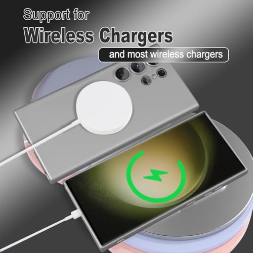 DIZORO Samsung S25 Ultra Case, Compatible with Mag Safe, Matte Luxury Metallic Luster Flexible TPU Wireless Charging Shockproof Case with Camera Protector (Metallic Silver.) - Image 3