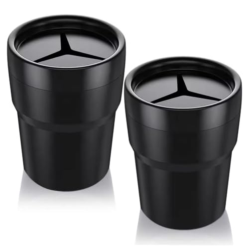 FIOTOK Car Trash Can with Lid, Mini Auto Garbage Can Leakproof Vehicle Trash Bin Fits Cup Holder in Console or Door for Automotive Car, Home, Office, Kitchen, Dinning Room 2 Packs - Image 1