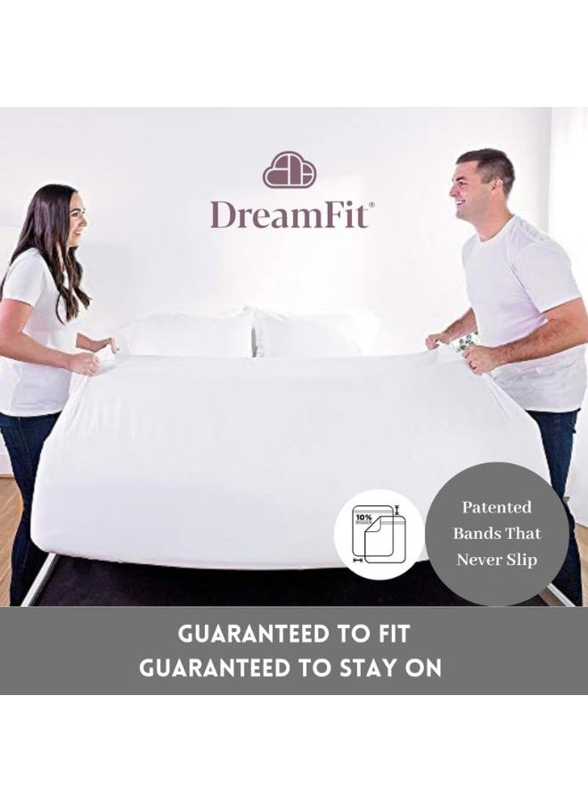 DreamFit DreamCool 100% Egyptian Cotton Cooling Bed Sheet Set with Elastic Corner Straps 400 Thread Count Extra Deep Pocket Made in USA Queen Sheet Set- Blue - Image 5