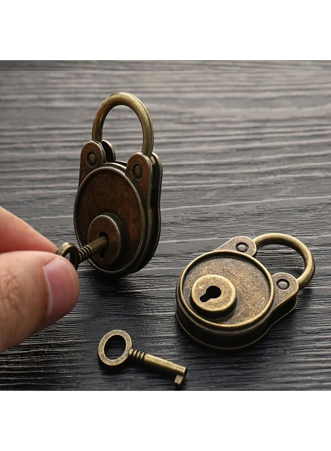 Vintage Bronze Padlock With Keys For Notebook Luggage Home Security - Image 2
