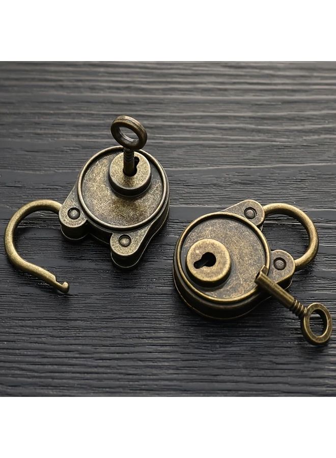 Vintage Bronze Padlock With Keys For Notebook Luggage Home Security - Image 3