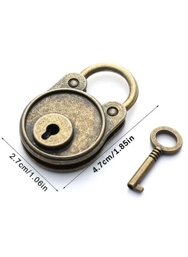 Vintage Bronze Padlock With Keys For Notebook Luggage Home Security - Image 5