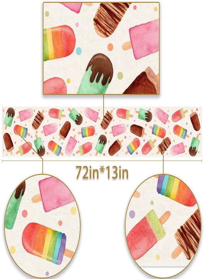 Pudodo Summer Popsicle Table Runner Ice Cream Themed Birthday Baby Shower Party Farmhouse Kitchen Dining Room Home Decoration (13" x 72") - Image 2