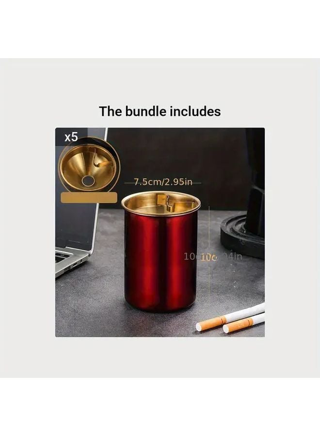 Red Detachable Windproof Metal Ashtray Anti Fly Ash For Car Home Office - Image 1