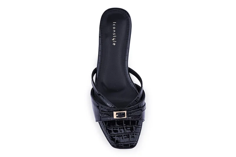 IconStyle Croc-Embossed Flat Mules