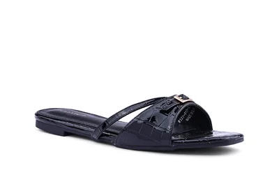 IconStyle Croc-Embossed Flat Mules