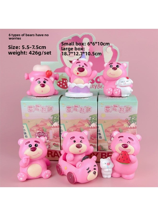In Stock And Fast Delivery Strawberry Bear Hand-made Blind Box Sleeping Series Butt Butt Bear Doll Trendy Play Gashapon Girl Heart Ornaments 
