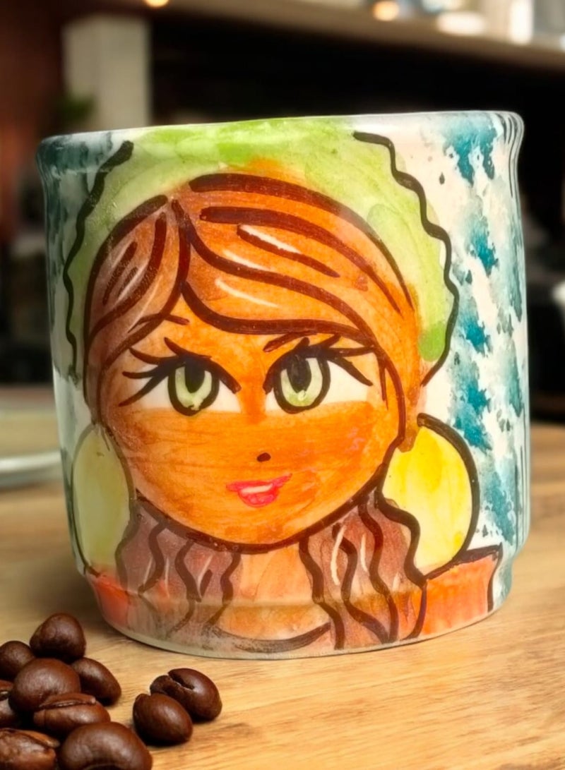 color zone pottery 300ml ceramic and earthenware mug, each piece is unique, microwave safe  - Image 1