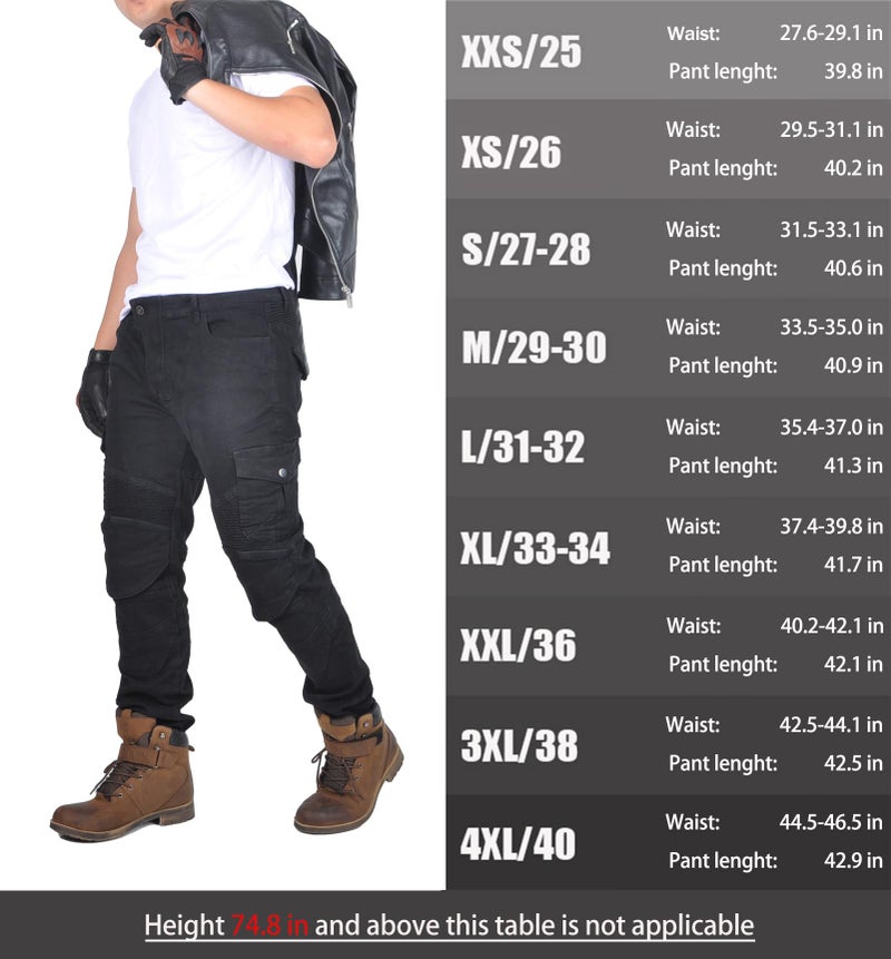 oFzimTo Motorcycle Pants Mens with Armor, Motorcycle Riding Pants for Men - Motorcycle Jeans (Black,Large) - Image 3