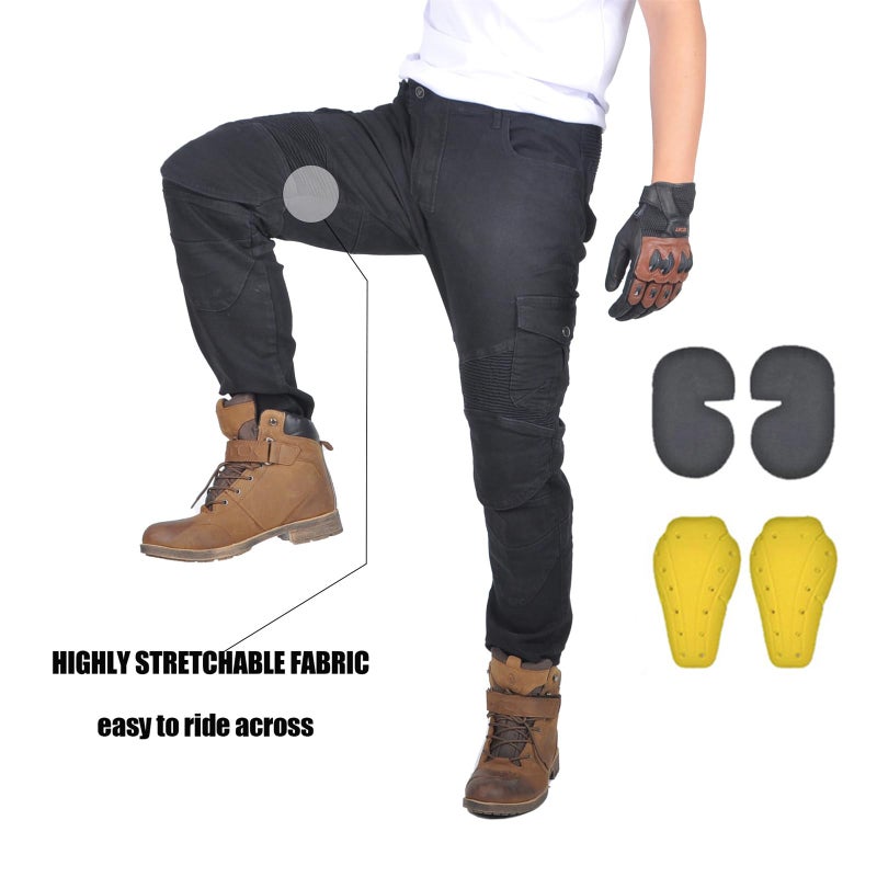 oFzimTo Motorcycle Pants Mens with Armor, Motorcycle Riding Pants for Men - Motorcycle Jeans (Black,Large) - Image 4