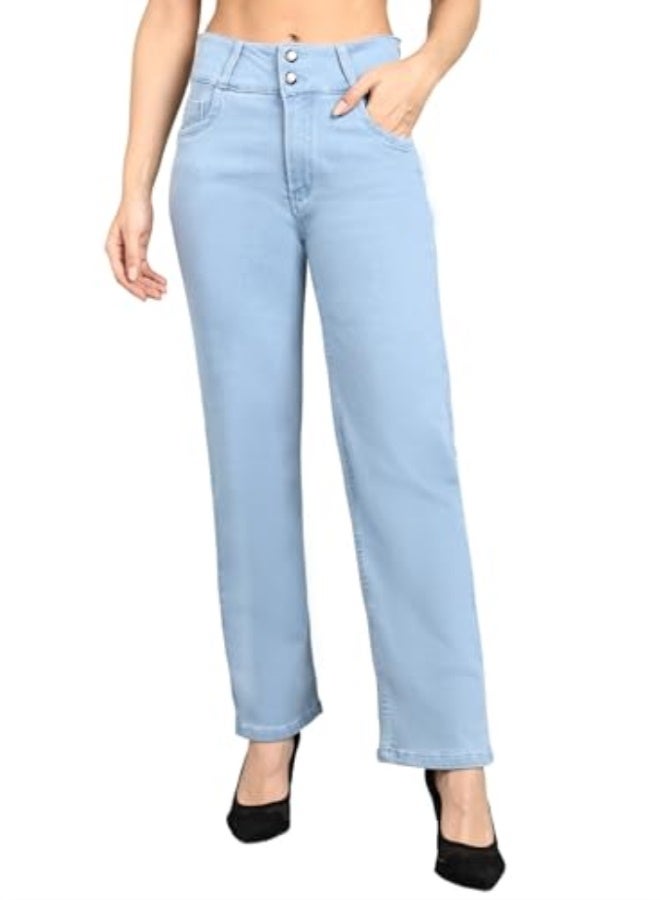 Nifty Women's Denim Stretchable 2-Button Straight Fit Jeans - Image 1