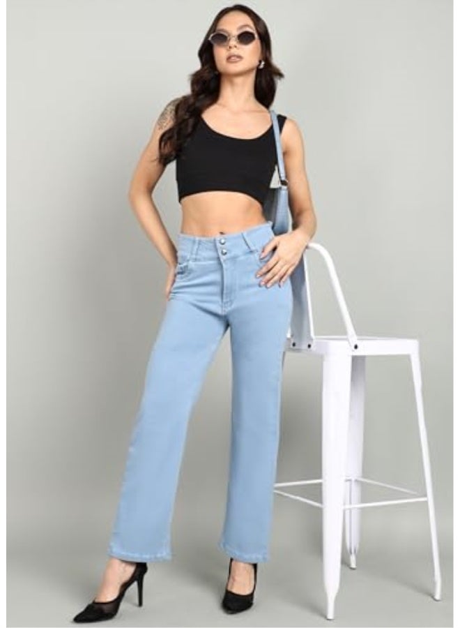 Nifty Women's Denim Stretchable 2-Button Straight Fit Jeans - Image 3
