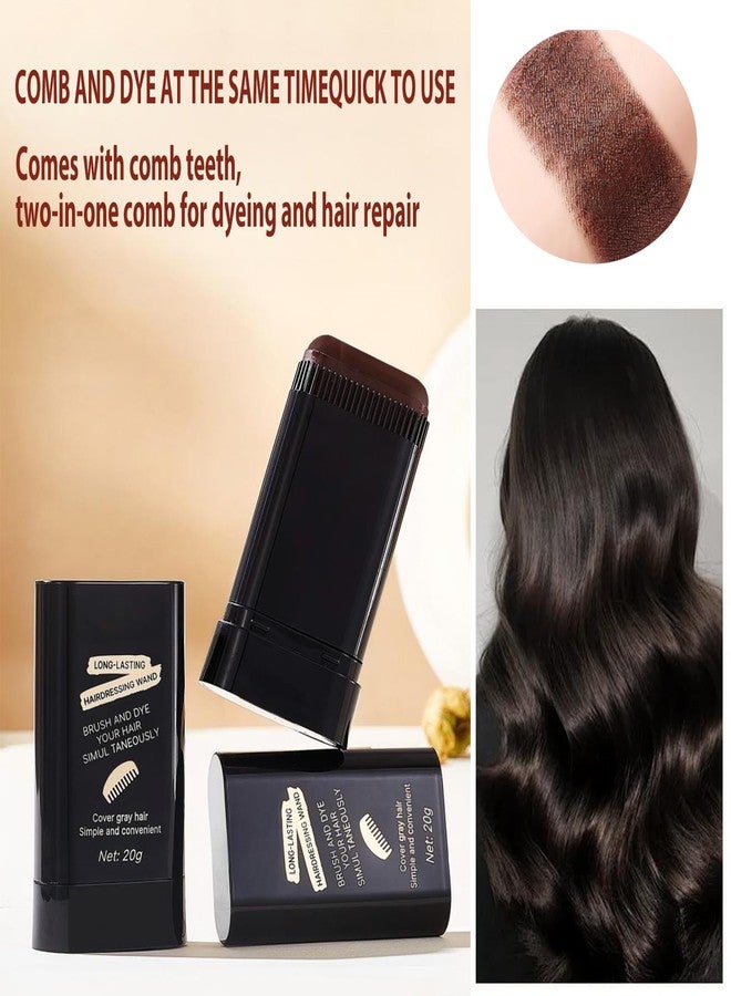 TABOUNTS 2-in-1 Hair Color Stick & Comb, Long-Lasting Waterproof Color,Sweat-Proof, Quick Root Touch-Up, Coloring Tool – For Women & Men (Brownish Black-2PCS) - Image 4