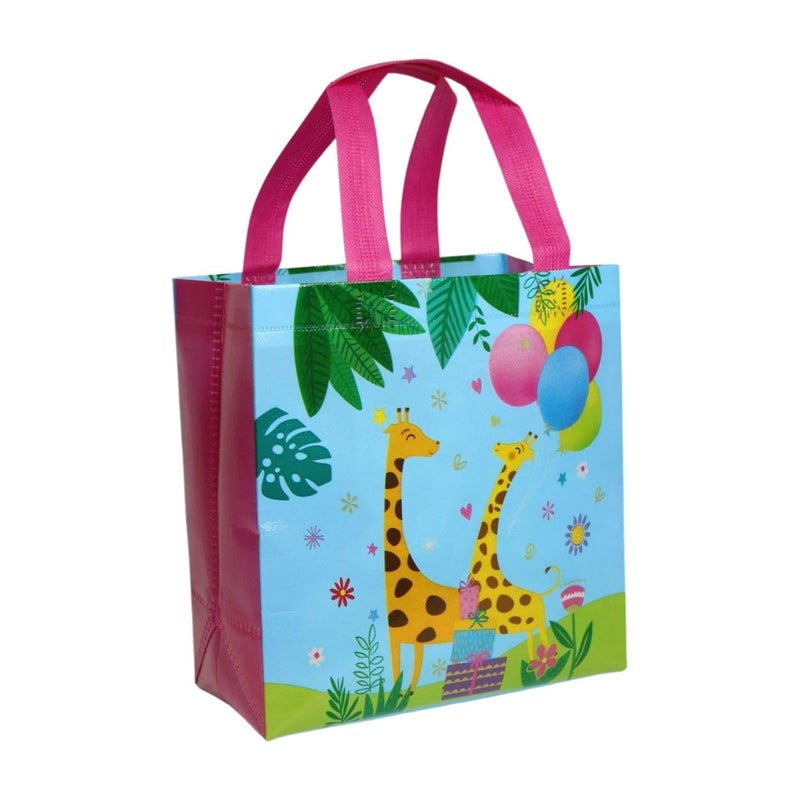 Wonderland SET of 6 Giraffe Print Non Woven Bag for Children birthday return gift bag, boy, girl gifting bag - Image 2