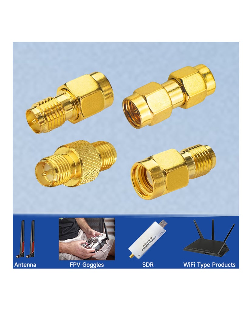 4 Pcs SMA Female to RP-SMA Male Jack Adapter SMA Male Plug to SMA Female Connector Coaxial Coax Adapter