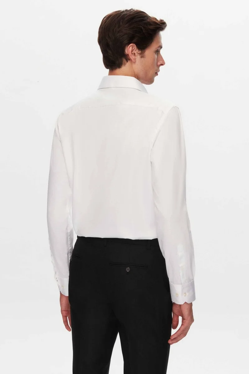 دي أس دامات D'S Groom Slim Fit White Plain Cotton Non-Iron Shirt 2HE02SG00139M