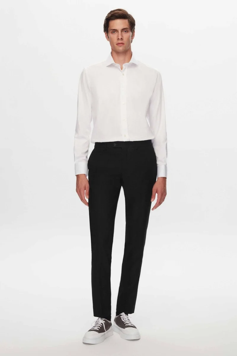 دي أس دامات D'S Groom Slim Fit White Plain Cotton Non-Iron Shirt 2HE02SG00139M