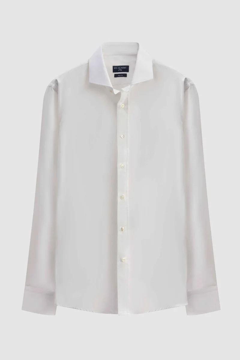 دي أس دامات D'S Groom Slim Fit White Plain Cotton Non-Iron Shirt 2HE02SG00139M