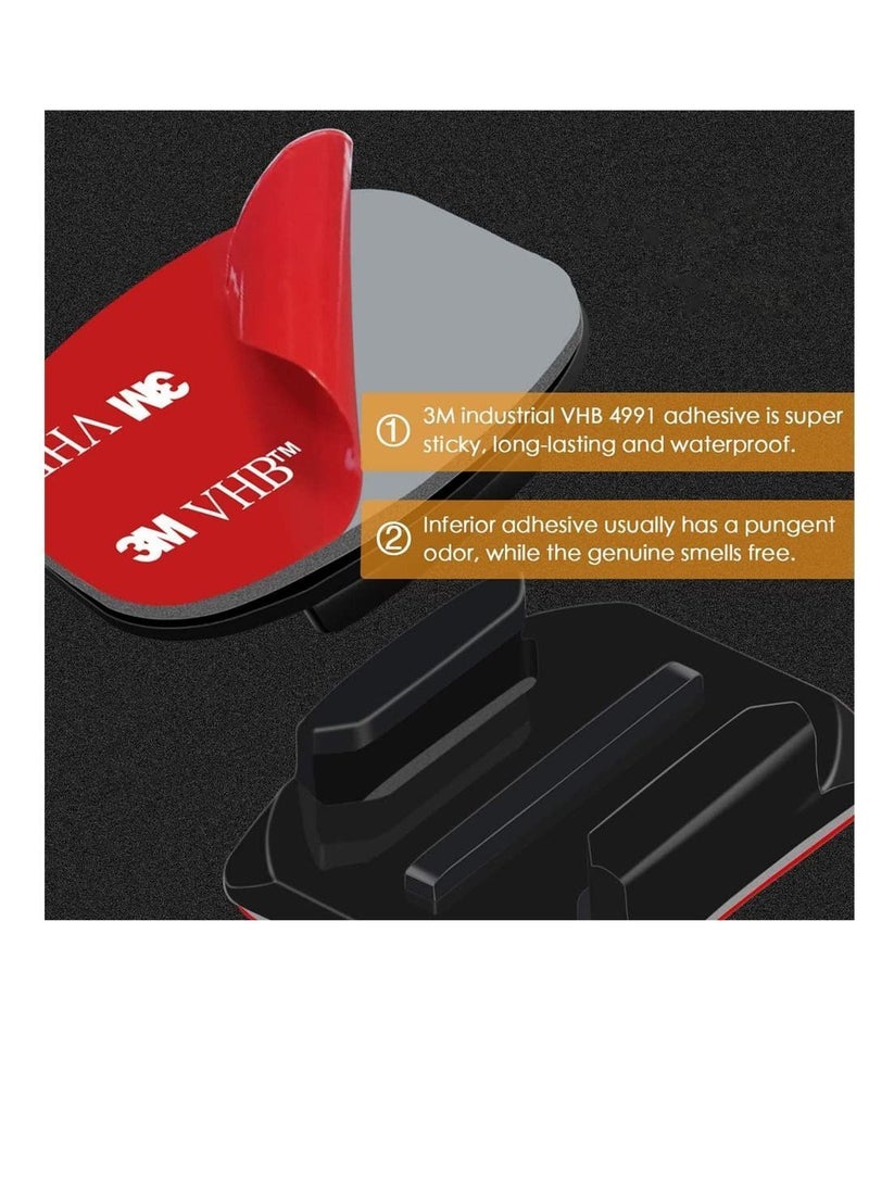 Y&D Adhesive Mounts for GoPro Cameras, 3x Curved and Flat Bundle W/ 3M Sticky Pads, Tape Mount to Your Helmet, Bike, Board, Car, Fits ALL Go Pro Models, Premium Camera Accessories  - Image 3