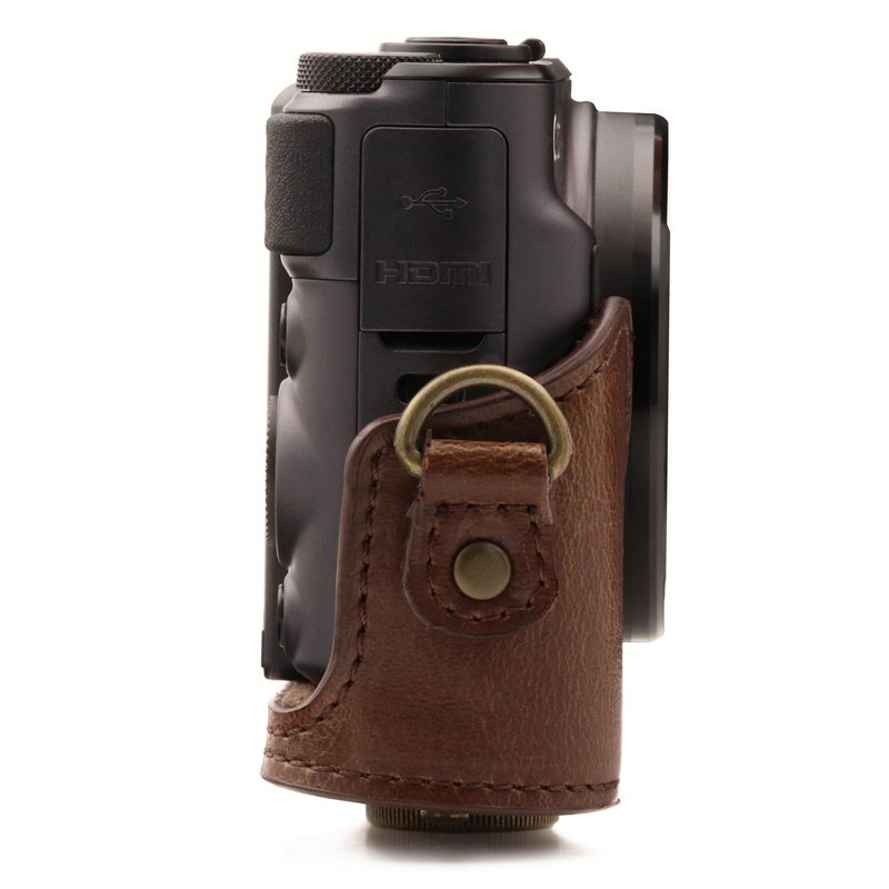 MegaGear MG1174 Canon PowerShot SX740 HS, SX730 HS Ever Ready Leather Camera Case with Strap - Dark Brown - Image 3