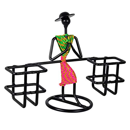 D&V ENGINEERING - Creative in innovation D&V Engineering Metal Welcome Gesture Lady Design Remote Holder | Namaste Remote Stand & Organizer for TV, AC, STB, DTH Remotes | Living Room Décor Showpiece | Holds 2 Remotes (Green & Pink) - Image 1