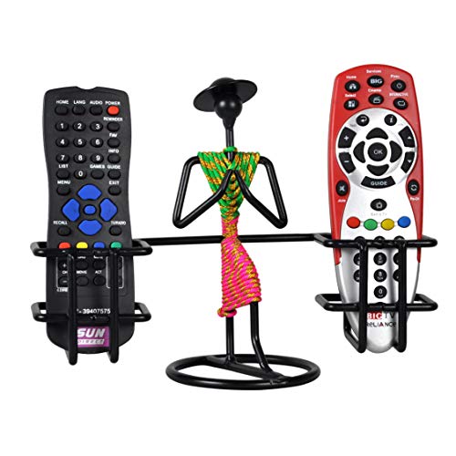 D&V ENGINEERING - Creative in innovation D&V Engineering Metal Welcome Gesture Lady Design Remote Holder | Namaste Remote Stand & Organizer for TV, AC, STB, DTH Remotes | Living Room Décor Showpiece | Holds 2 Remotes (Green & Pink) - Image 4