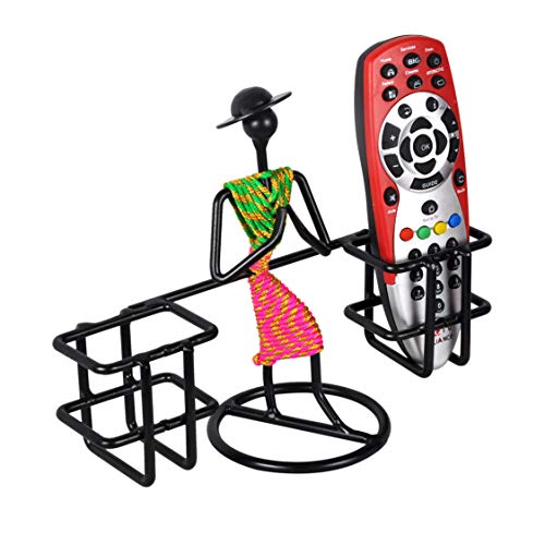 D&V ENGINEERING - Creative in innovation D&V Engineering Metal Welcome Gesture Lady Design Remote Holder | Namaste Remote Stand & Organizer for TV, AC, STB, DTH Remotes | Living Room Décor Showpiece | Holds 2 Remotes (Green & Pink) - Image 2