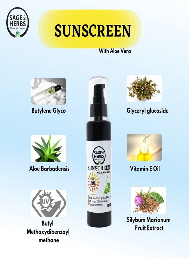 Sage & Herbs 50 spf Sunscreen Ultra Protective Lotion For All Types Skin Lightening With Extract Natural 50 ml - Image 3