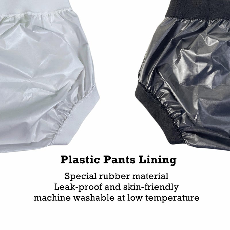 AQX Cloth Diaper Covers for Adult, Reusable Waterproof Underwear for Incontinence, Leakproof High Waist Plastic Pants 4Pcs (Black&White, 2XL) - Image 3