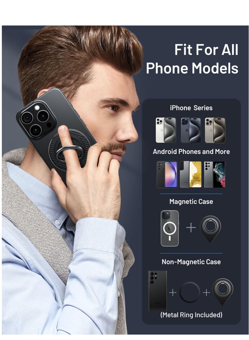 Excefore Double-Sided Magnetic Phone Grip for iPhone Removable Magnetic Phone Ring Holder Stand Compatible with Wireless Charging for iPhone 15 14 13 12 Pro Max Plus and Other All Smartphones Black - Image 4