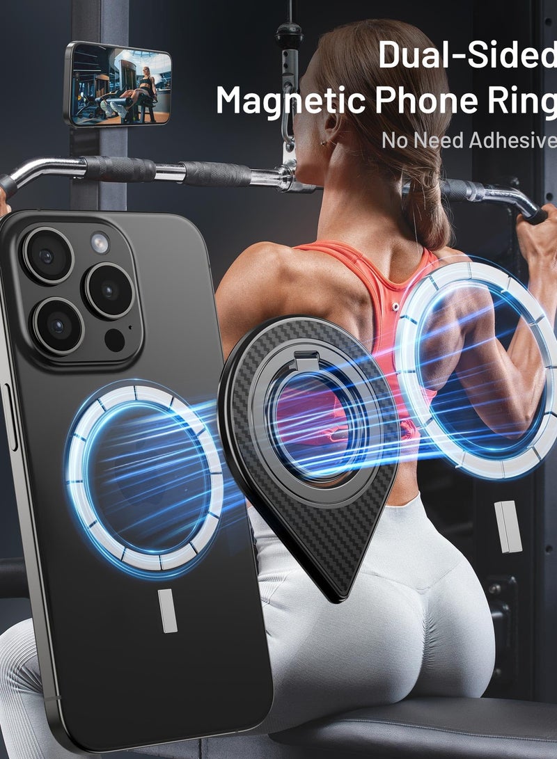 Excefore Double-Sided Magnetic Phone Grip for iPhone Removable Magnetic Phone Ring Holder Stand Compatible with Wireless Charging for iPhone 15 14 13 12 Pro Max Plus and Other All Smartphones Black - Image 5