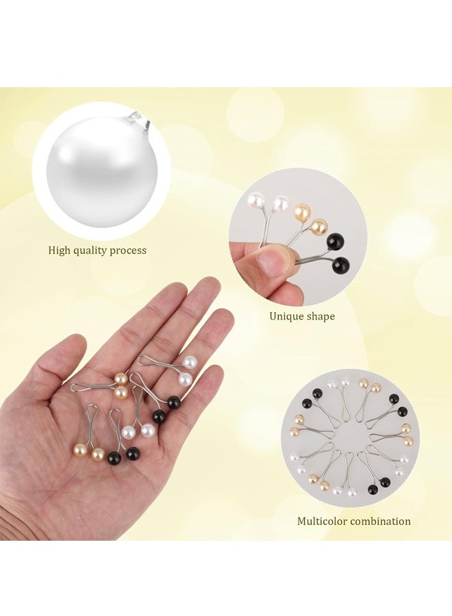 24 Pcs Hijab Scarf Pins Muslim Pearl Scarf Clips Clips Hooks, Brooch Pins Pearl Pins Multicolor Headscarf Pearl Pins - Image 3