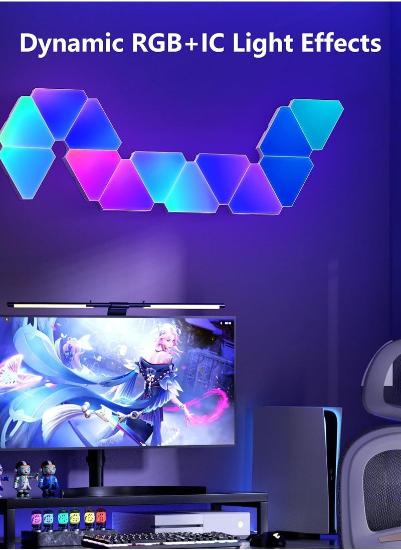 لوحات إضاءة حائط LED مثلثة ذكية بألوان RGB، ترقية جديدة لعام 2025، إضاءة إبداعية لديكور المنزل الذكي بتقنية Wi-Fi مع مزامنة الموسيقى، متوافقة مع مساعد Google Alexa، لغرف الألعاب، ديكور الحفلات، ديكور المنزل الداخلي (عبوة من 3 قطع)