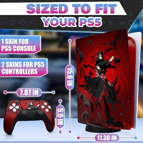 VIKROM أغطية أنمي لجهاز PS5 النسخة القرصية - غلاف فينيل متين متوافق مع PS5 النسخة القرصية | متين، مقاوم للتلاشي، مقاوم للخدوش، سهل التركيب، إزالة بدون بقايا، قم بترقية جهازك - Image 2