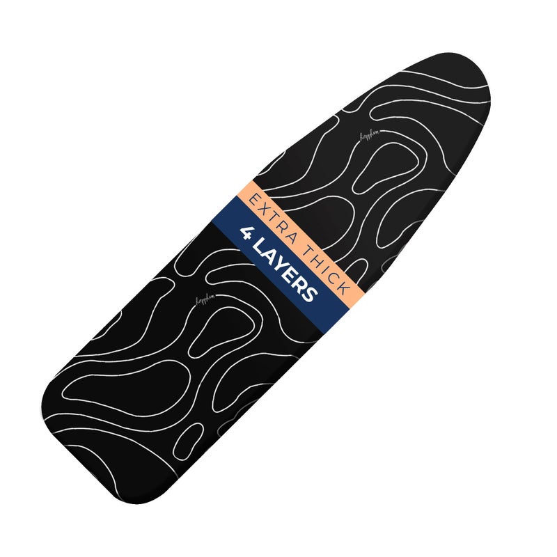 Ironing Board Cover and Pad Extra Thick Heavy Duty Padded Multiple Layers Silver Coated Ironing Board Cover Non Stick Scorch and Stain Resistant Standard Size 15x54 with Elasticized Edges Black