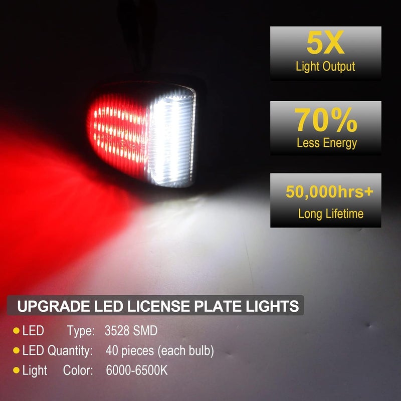 R&F Auto مصباح لوحة الترخيص LED أنبوبي أحمر 6000K من متوافق مع سيارات Silverado & Sierra 1500 2500 3500 HD/Avalanche/Tahoe/Suburban/Traverse/Yukon/Yukon XL/Escalade & ESV/EXT Pickup Tag Lamp - Image 2