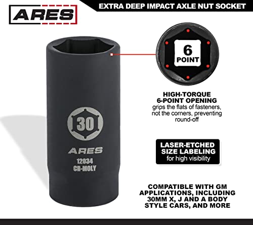 ARES 1203430MM Axle Nut Socket 6 Point Socket Extra Deep 12Inch Drive Impact Socket for Easy Removal of Axle Shaft Nuts - Image 5