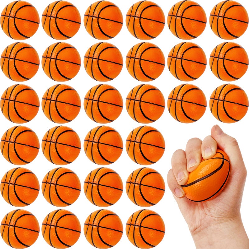 Baaxxango 30 Pack 2.5 Inch Basketball Stress Ball,Mini Soft Foam Basketballs,Squeeze Sports Balls for Sport Theme Party Favor Kids Decoration Stress Relief - Image 1