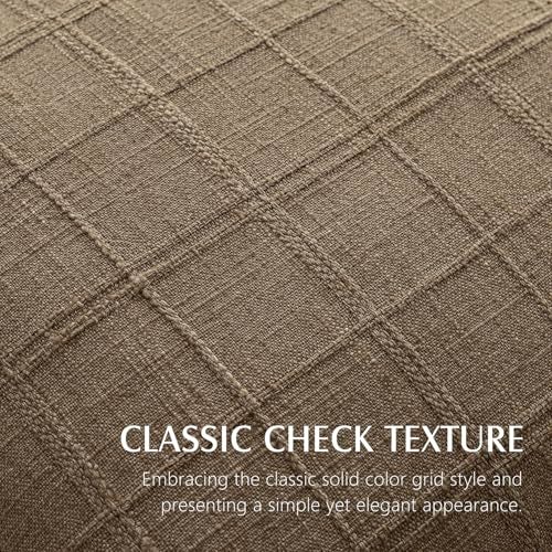 Foindtower Set of 2 Decorative Linen Check Throw Pillow Covers Neutral Farmhouse Vintage Cushion Covers Modern Boho Home Decor for Sofa Chair Couch Bedroom Living Room2222 InchLight Brown - Image 3