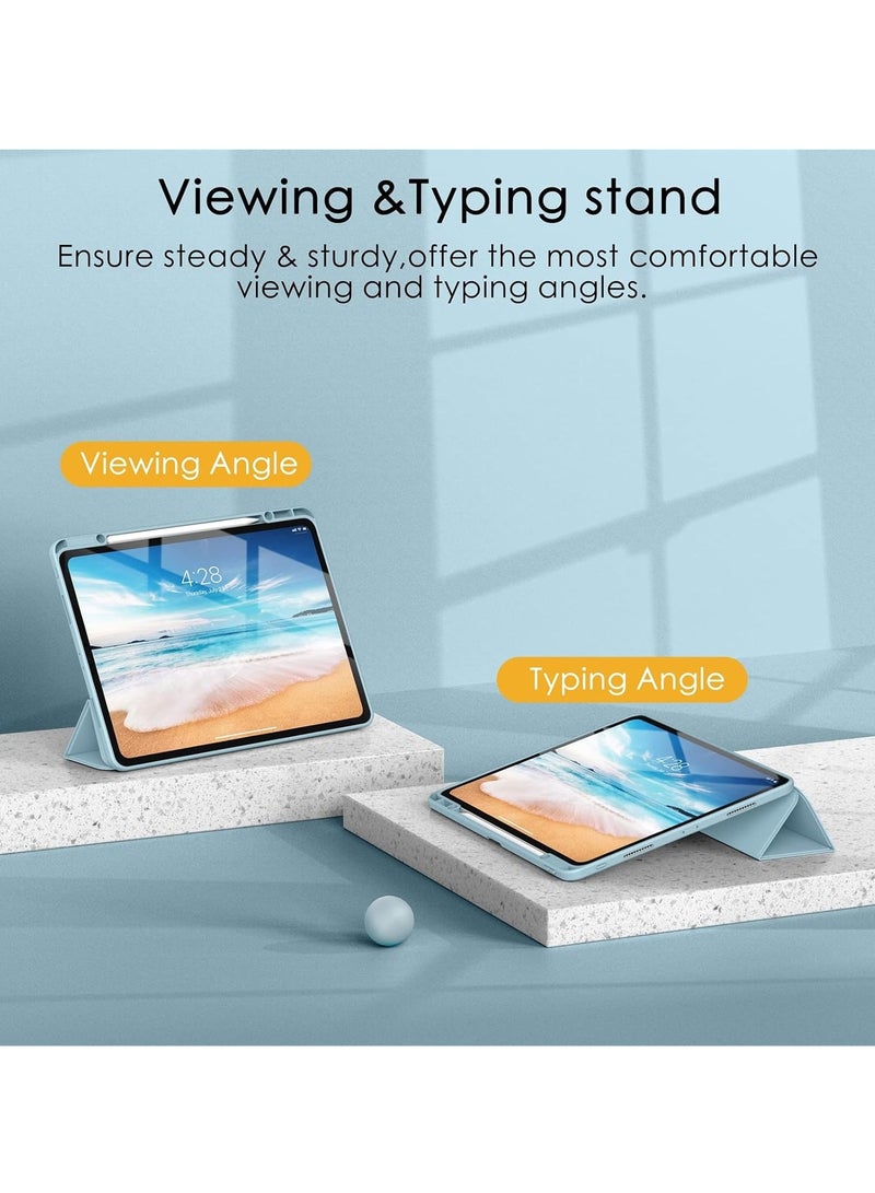DUSALA Case for iPad Pro 12.9-Inch (2022/2021/2020/2018) with Pencil Holder, Slim Stand Protective Cover with Clear Transparent Back Shell for iPad Pro 12.9 inch Tablet, Support Auto Wake/Sleep, (Blue) - Image 4
