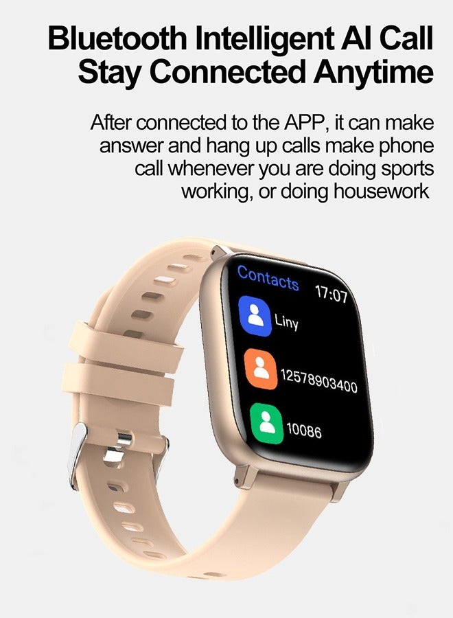 The H9 Model 1.77-Inch Smart Watch (Call Receive/Dial), Bluetooth Smart Bracelet Fitness Watch Smart Watches for Women Men with AI Voice Control Call/Text/Heart Rate/Sleep Monitor, Phone for Android iOS Phones （Gold）  - Image 2
