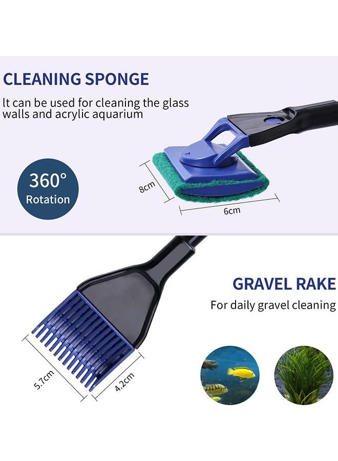 Generic Aquarium Fish Tank Cleaning Kit Tools Algae Scrapers Set 5 in 1 & Fish Tank Gravel Cleaner - Siphon Vacuum for Water Changing and Sand Cleaner (Cleaner Set)  - Image 4