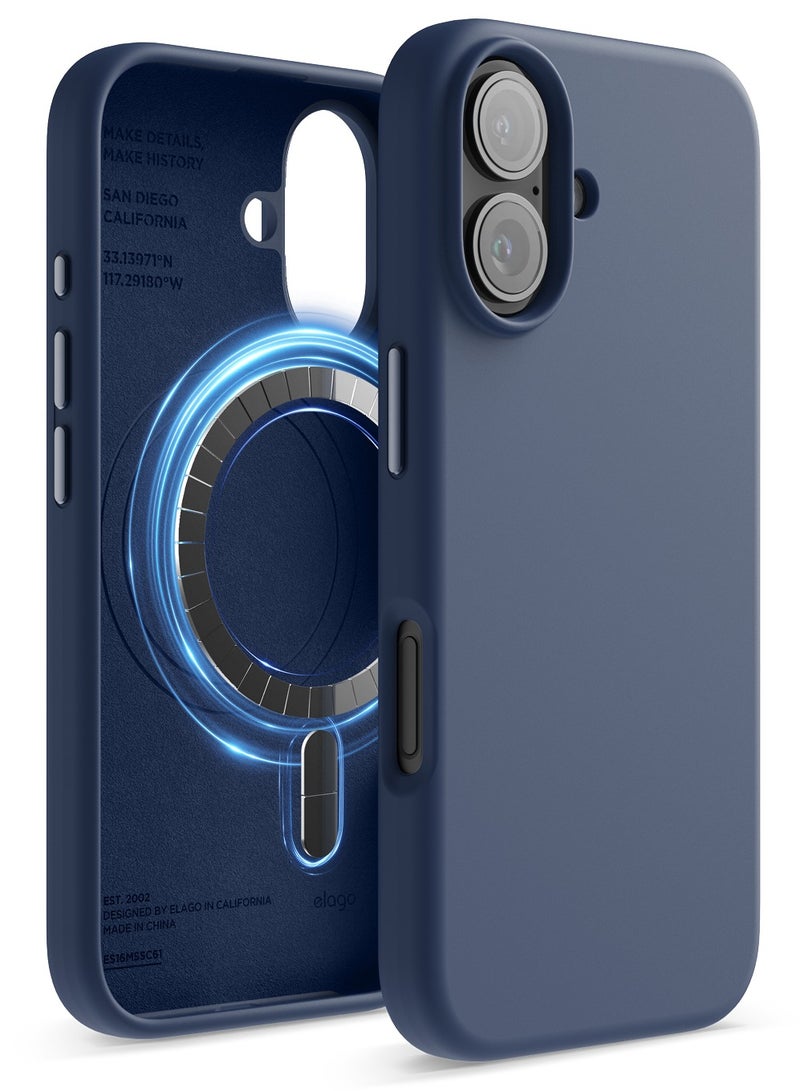 Elago Magnetic Liquid Silicone for iPhone 16 Case Cover Compatible with MagSafe Shockproof - Jean Indigo