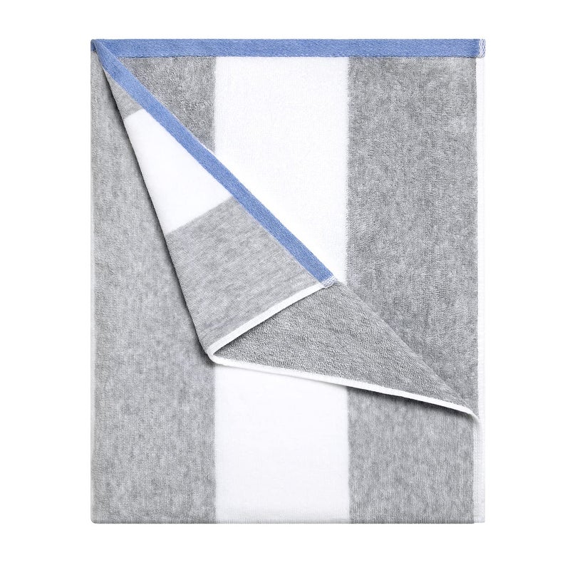 HENBAY Cotton Oversized Beach Towel  Large 70 x 35 Inch Pool Towel Grey Striped Quick Dry Swimming Cabana Towel
