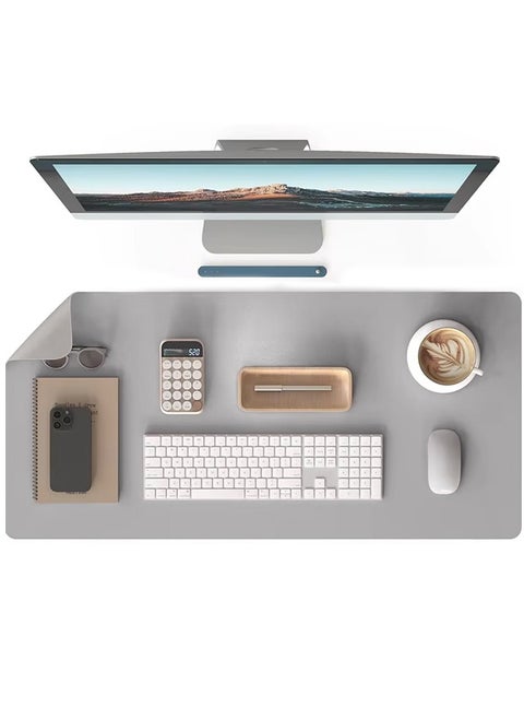 Waterproof Mouse Pad, Leather Desktop Case With Rubber Non-Slip Base, Easy to Clean, Grey