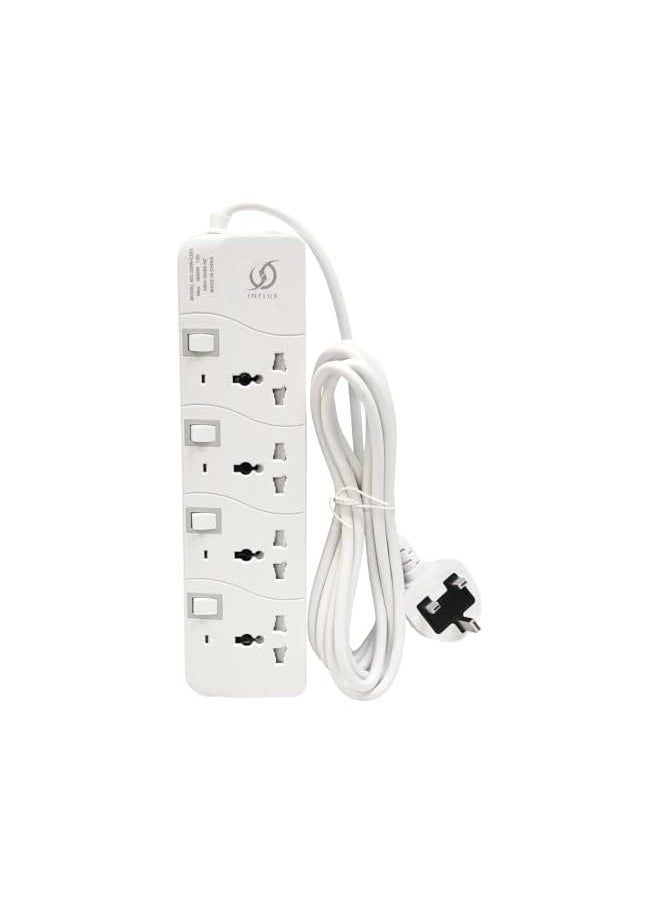 INFLUX INFLUX Extension Cord, 4-Outlet 3-Meter Multi-Plug Power Extension Cable with Individual Safety Buttons - Durable 13A Extension Plug for Safe and Efficient Power Distribution at Home, Office, and More  - Image 4